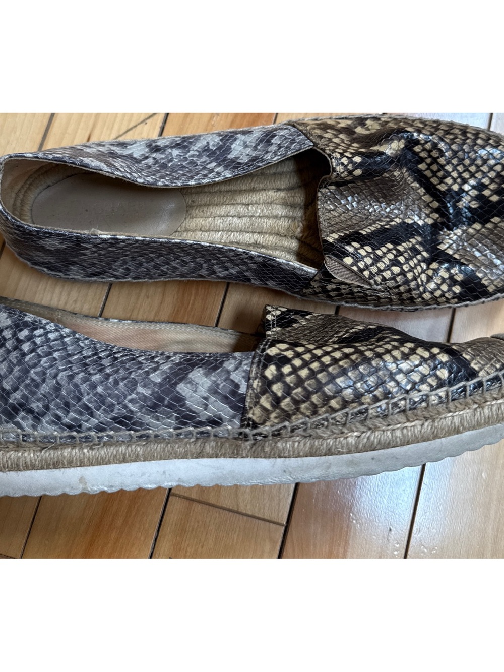 Snake Print Espadrille Flats - Neutral Python Pattern - Picture 4 of 6
